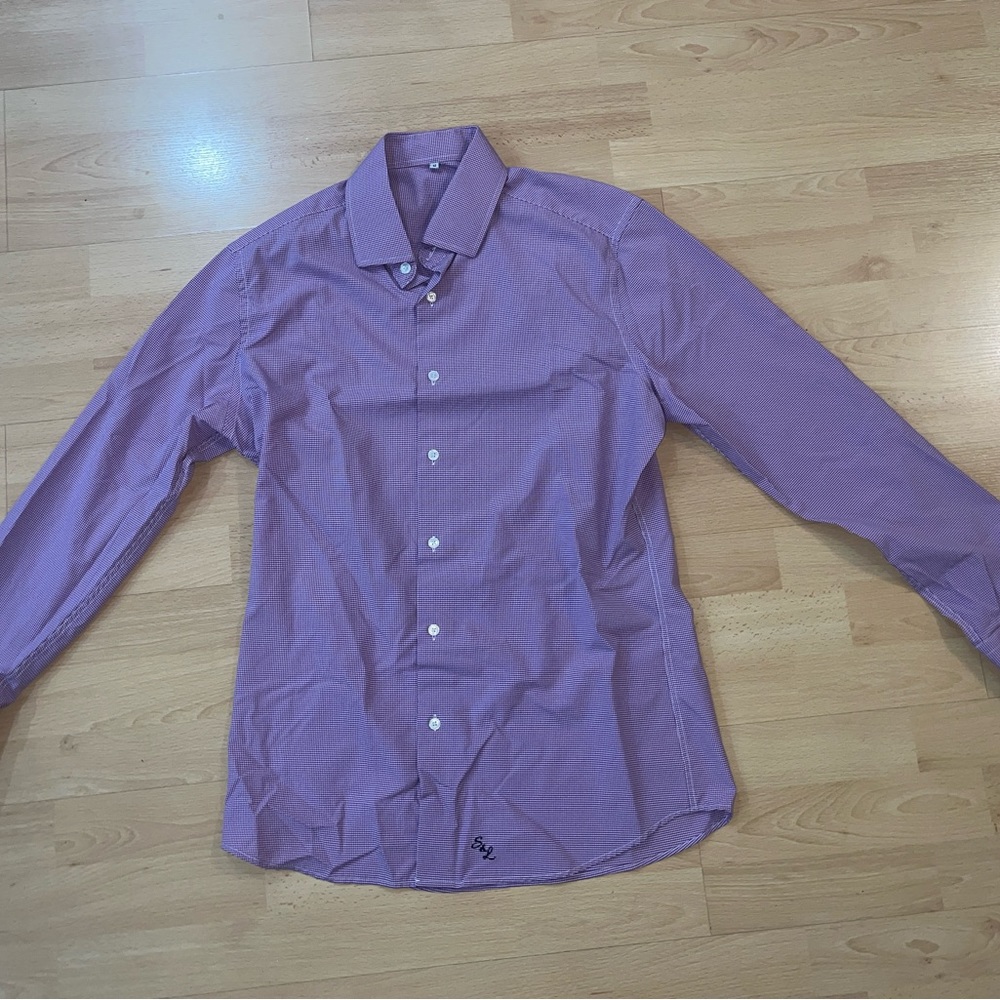 “The Ryan” dark purple microcheck dress shirt State and Liberty size Medium